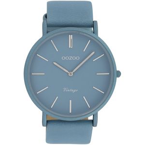 OOZOO Timepieces - Licht blauwe horloge met licht blauwe leren band - C9878