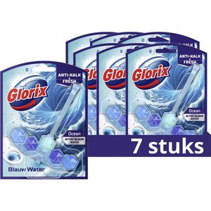 Glorix Actief Blauw Water Toiletblok - Ocean - met actief blauw water en 3x meer anti-kalkwerking* - 7 stuks