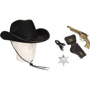 Cowboy accessoire set zwart voor volwassenen
