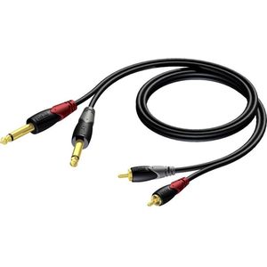 Procab CLA631 2x 6,35mm Jack mono - Tulp stereo 2RCA kabel - 3 meter