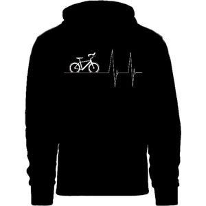 Grappige hoodie - trui met capuchon - hartslag - heartbeat - fiets - fietsen - wielrennen - mountainbike - fietssport - sport - maat S