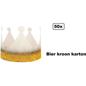 50x Bier kroon karton - bier koning bierfeest gele rakker carnaval festival apres ski biertje uitdeel