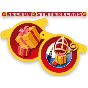 Set van 6x stuks welkom Sinterklaas letterslinger karton 210 cm - Sint Nicolaas feest slingers thema decoratie