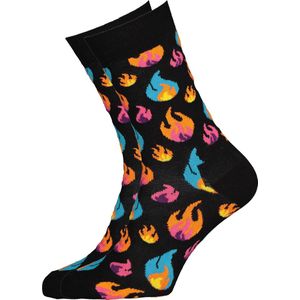 Happy Socks - Flames - zwart/blauw/geel - Unisex - Maat 36-40