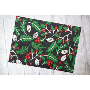 Kerstmis vloerkleed tapijt kinderkamer Christmas Leaves – Wasbaar – Antislip – 85x60
