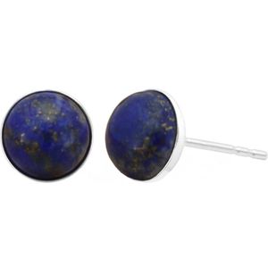 ARLIZI 2287 Oorbellen blauw lapis lazuli cabochon oorstekers - sterling zilver - 8 mm