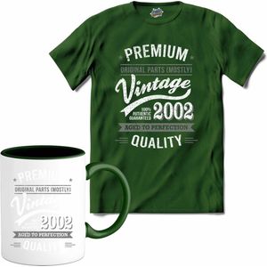 Vintage Legend Sinds 2002 - verjaardag en feest cadeau - Kado tip - T-Shirt met mok - Unisex - Bottle Groen - Maat 4XL