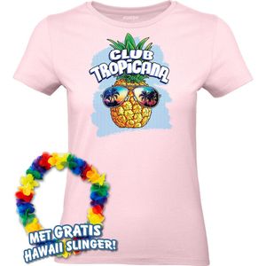 Dames t-shirt Pineapple Head | Toppers in Concert 2024 | Club Tropicana | Hawaii Shirt | Ibiza Kleding | Lichtroze Dames | maat L