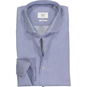 ETERNA 1863 slim fit premium overhemd - 2-ply twill heren overhemd - blauw met wit gestreept - Strijkvrij - Boordmaat: 38