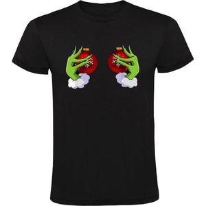 Kerstballen Met Monster Handen Heren T-shirt - fout kerstshirt - jingle balls - kerst - borsten - christmas - shirt