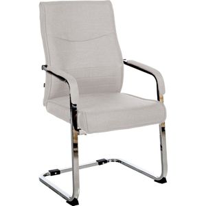 CLP Hobart Eetkamerstoel - Bezoekersstoel - Met armleuning - Verchroomd frame - grijs Stof