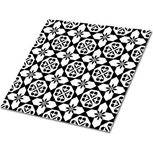 Tulup PVC Tegels - Spaans Patroon Vinyl Tegels - 30 cm x 30 cm - Zwart en wit Vinyl Wandtegels - Verpakking van 9 stuks - Zelfklevende Vinyltegels - Mozaïek Plaktegels - Vinyl Tegels Zelfklevend - Plaktegels keuken en Badkamer