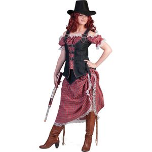Funny Fashion - Cowboy & Cowgirl Kostuum - Ranger Cowboy - Vrouw - Rood - Maat 44-46 - Carnavalskleding - Verkleedkleding