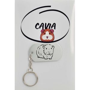 Cavia sleutelhanger inclusief kaart – Cavia liefhebber cadeau - animals - Leuk kado voor je dieren liefhebber om te geven - 2.9 x 5.4CM