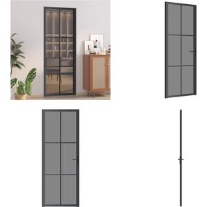 vidaXL Binnendeur 76x201-5 cm ESG-glas en aluminium zwart - Binnendeur - Binnendeuren - Deur - Deuren