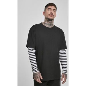 Urban Classics - Oversized Double Layer Striped Longsleeve shirt - XL - Zwart