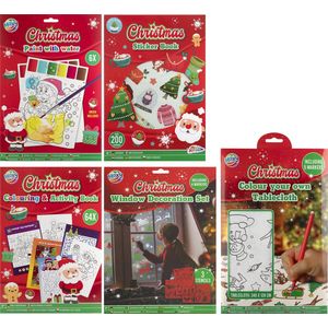 Moxy Kerst Tekendoos - Compleet Creatief Knutselpakket voor Kinderen - Inclusief Doeboek, Activiteitenboek, Kleurboek, Waterverf Tekeningen, Stickerboek, Raamdecoratie en Tafelkleed - Geschikt voor Kinderen vanaf 3 jaar