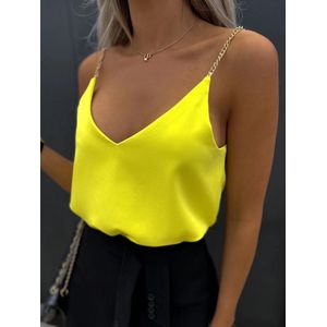 zomers topje met ketting spaghettibandjes - one size (xs-m) - geel