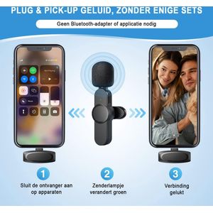 Mini Microfoon voor Smartphone - Draadloos - Clip-On - Video-Opnames -