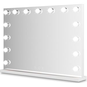 Bayt Spiegel met Verlichting - Make Up Spiegel met Verlichting - Hollywood Spiegel met verlichting - Dimbaar - 58x46cm - Wit