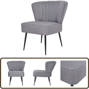 vidaXL Cocktailstoel - Lichtgrijs - Stof - 110 kg Cocktailstoel - Lounge Stoel - Retro Fauteuil - Grijze Stoel - Comfortabele Stoel