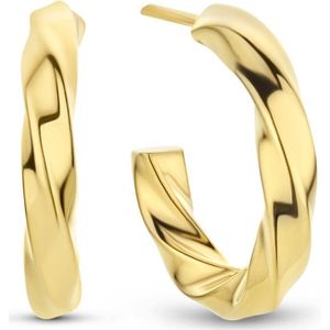 New Bling 9NB-0658 - Zilveren Halve Oorringen - Dames - Gedraaid - 19 x 3,5 mm - Pouchette - Gold Plated (Verguld/Goud op Zilver)