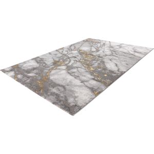 Lalee Marmaris Vloerkleed Superzacht Shiny 3D effect Marmerlook betonlook Tapijt laag polig Karpet maat 160x230 cm Zilver Goud