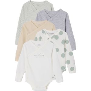 Vertbaudet Set van 5 meegroei rompertjes met opening voor pasgeboren baby's