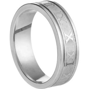 Roman Ring | Zilverkleurig | Ringen Mannen | 18mm | Ring Heren | Mannen Cadeau voor Man Cadeautjes |