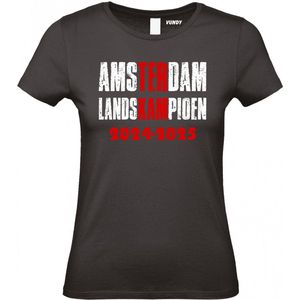 Dames t-shirt Landskampioen 2024/2025 | Amsterdam | Shirt Kampioen | Geen officieel Ajax Artikel | Zwart Dames | maat XXL