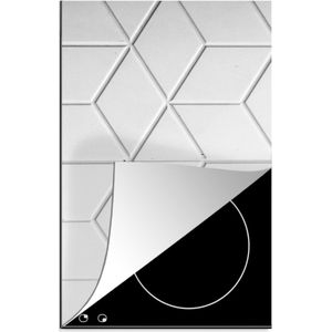 KitchenYeah - Inductie beschermer - Stenen - Wit - Ruit - Design - Kookplaat beschermer - Inductie mat - 30x52 cm - Inductie kookplaat - Afdekplaat voor kookplaat