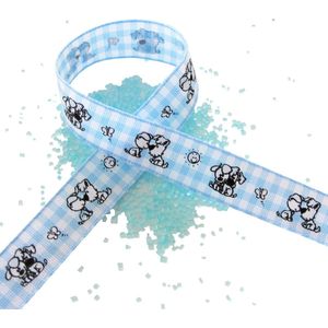 Geboorte Baby Lint 12mm (1,2cm) | Luxe Weefband | Gingham Plaid | Lint met Ruitjes | Woezel & Pip Ruit Blauw | Cadeau Lint | Geboortelint | Geboortedecoratie Jongen | Rol: 22,85 meter