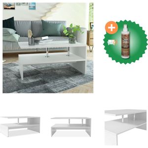 vidaXL Salontafel 90x59x42 cm spaanplaat wit - Tafel - Inclusief Houtreiniger en verfrisser