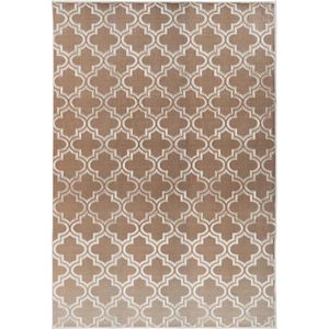 Vloerkleed, laagpolig Marokkaans patroon, zijdeachtige glans, dun, zacht, voor woonkamer, slaapkamer, loper met antislip lichtbruin taupe, kleur: taupe, maat: 120 x 170 cm