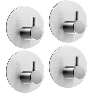 Muller Copper RVS handdoekhaakjes zelfklevend rond geborsteld RVS - 4 stuks
