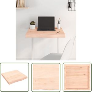 The Living Store Tafelblad 60x60x(2-6) cm onbehandeld massief eikenhout - Tafelblad Eiken - Eikenhouten Tafelblad - Massief Eiken - Vintage Tafelblad - Landelijke Tafelblad