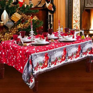 Kersttafelkleed, 180 x 150 cm, rechthoekig, lang, Kerstmis, tafelkleed, tafelloper, rood, kersttafelkleed, eettafel, groot, afwasbaar, tafellaken voor tafeldecoratie