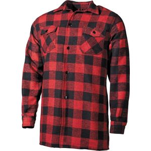 MFH Canadian Woodcutter Jas - over-sized Houthakkersblouse - zware outdoor kwaliteit flanel - rood/zwart geruit - MAAT XXL