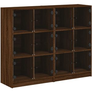 vidaXL Boekenkast met deuren 136x37x109 cm hout bruin eikenkleur