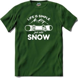 Life Is Simple , Just Add Snow | Skiën - Bier - Winter sport - T-Shirt - Unisex - Bottle Groen - Maat XL