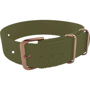 Max Horlogeband 5 NTS056 Nato Horlogeband - Ø18 mm - Groen / Rosékleurig