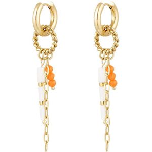 Oorbellen Luxury Chain Oranje - Stainless Steel - Goudkleurig