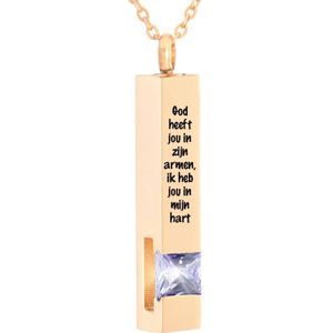 Luxe Ashanger | Met Ketting En Gravering | Ik Heb Jou In Mijn Hart | Assieraad | Rosegoudkleurig Met Licht Paarse Steen | As Ketting | Gedenksieraad | Urn | Incl. As vuller
