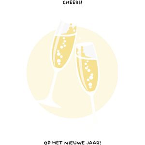 Cheers op het nieuwe jaar kerstkaart set van 10 kerstkaarten met omslagen - Lacarta