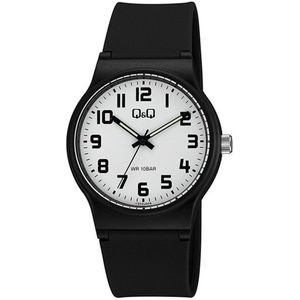 Q&Q VS50J009Y - Horloge - Sport - Analoog - Unisex - Plastic band - Rond - Cijfers - Kunststof - Zwart - Wit - 10 ATM