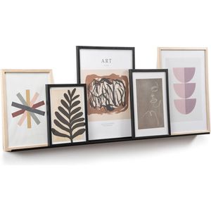 Wandplank voor foto's, afbeeldingen en boeken. Modern en minimalistisch ontwerp. Gemaakt van metaal. 110x6cm. Zwarte kleur