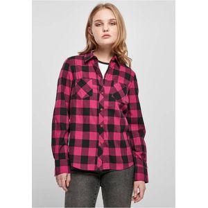 Urban Classics - Turnup Checked Flanell Blouse - L - Roze/Zwart