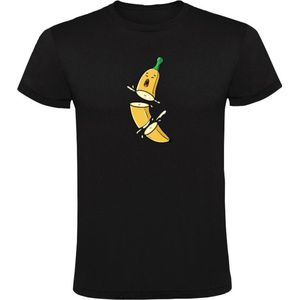 Gesneden banaan Heren T-shirt - eten - fruit - game - ninja - gezond - voeding - man - verjaardag - humor - grappig