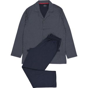 Gotzburg heren pyjama met knoopjes - blauw met rood en wit dessin - Maat: 6XL