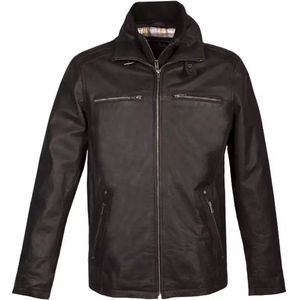 Donkerbruin Leren heren jas met uitneembare kraag – 100% echt leer nubuck -Parkita - XL